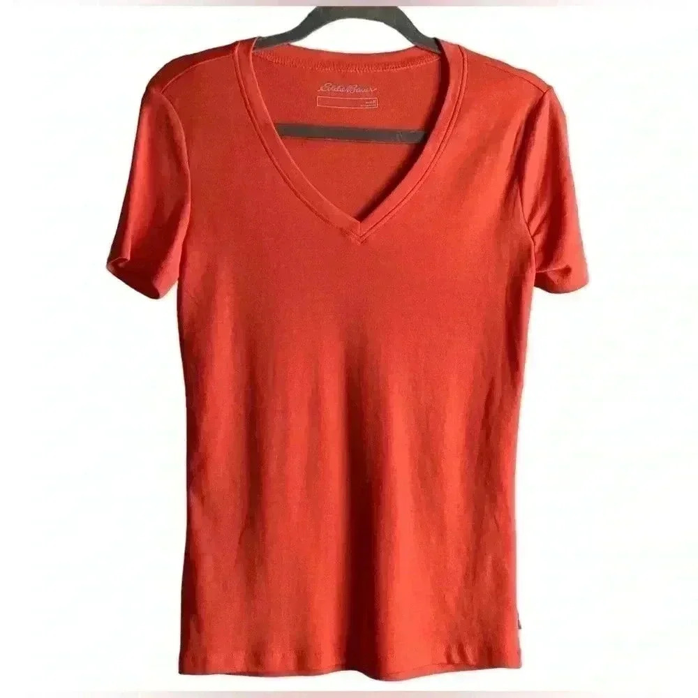 Eddie Bauer Short Sleeve V-Neck & Round Neck T -Shirts Cotton Blend Size Medium